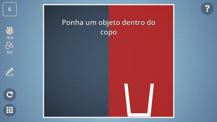 Ecrã do Brain It On com um desenho a lápis por resolver