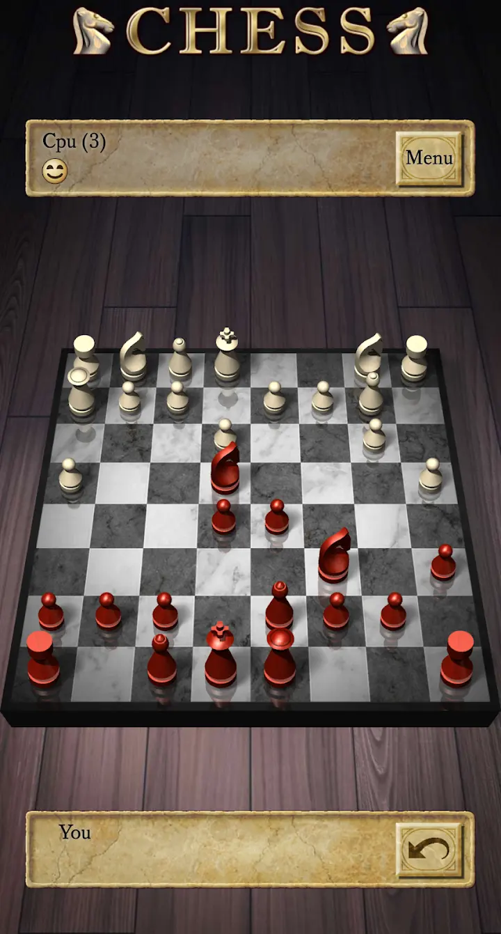 Tabuleiro de xadrez do Chess Free a meio de uma partida