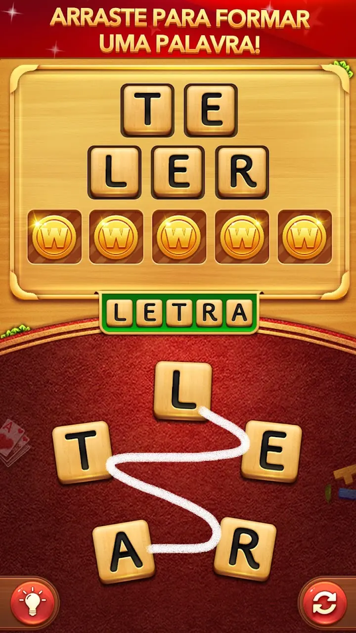 Roda de letras das Palavras Conectadas com quatro letras